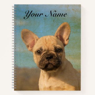 Cute French Bulldog Puppy - Funny Dog Head - Name Notitieboek