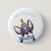Cute French bulldog puppy jarig badge Ronde Button 5,7 Cm (Voorkant)
