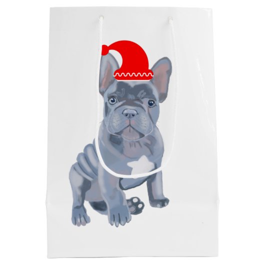 Cute French Bulldog Puppy medium Gift Bag Cadeauzakje (Achterkant)