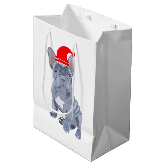 Cute French Bulldog Puppy medium Gift Bag Medium Cadeauzakje (Voorkant Gekanteld)