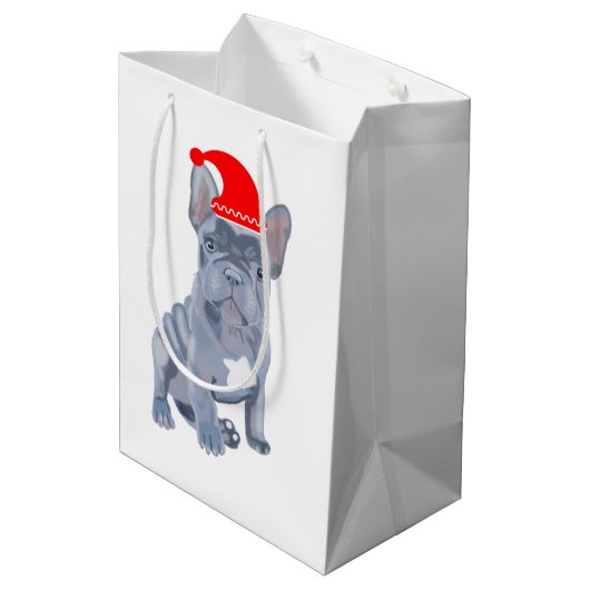 Cute French Bulldog Puppy medium Gift Bag Medium Cadeauzakje (Achterkant Gekanteld)