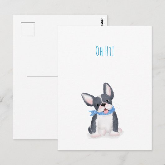 Cute French bulldog puppy "Oh hi!" briefkaart (Voorkant / Achterkant)