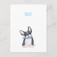 Cute French bulldog puppy "Oh hi!" briefkaart