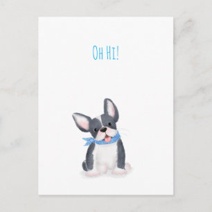 Cute French bulldog puppy "Oh hi!" briefkaart