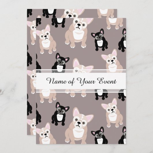 Cute French Bulldog Puppy Pattern Kaart (Voorkant / Achterkant)