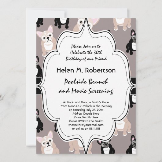 Cute French Bulldog Puppy Pattern Kaart (Achterkant)