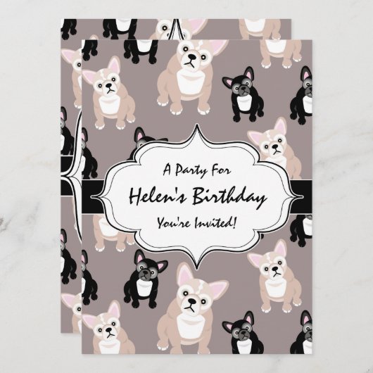 Cute French Bulldog Puppy Pattern Kaart (Voorkant / Achterkant)