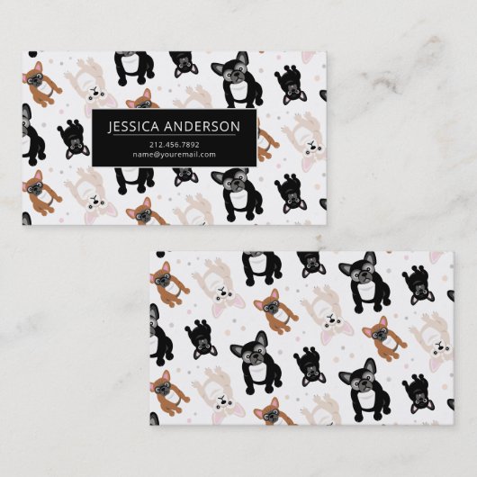 Cute French Bulldog Puppy Pattern Visitekaartje (Voorkant / Achterkant)