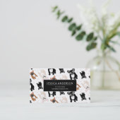 Cute French Bulldog Puppy Pattern Visitekaartje (Staand voorkant)
