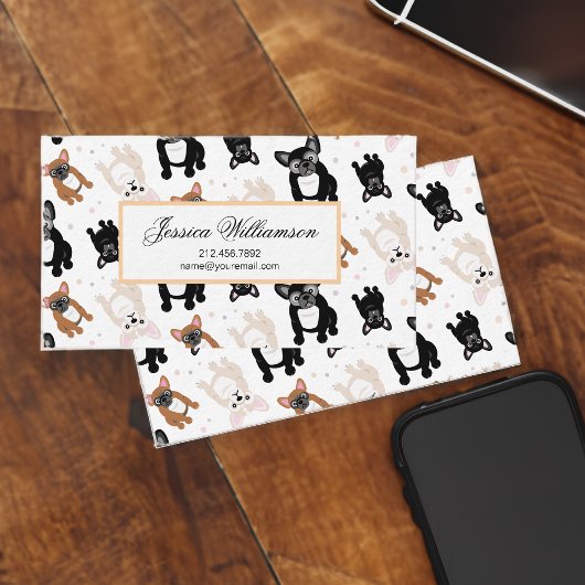 Cute French Bulldog Puppy Pattern Visitekaartje