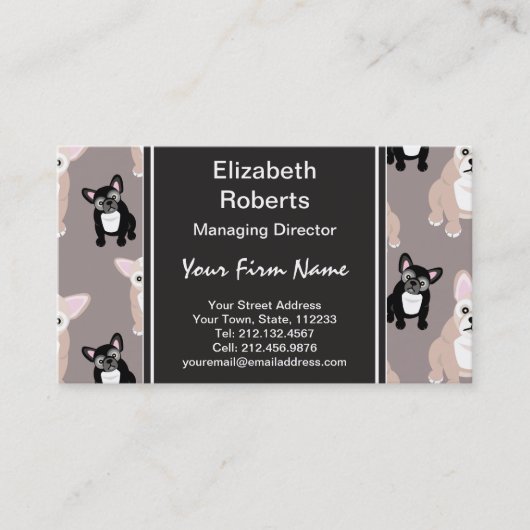 Cute French Bulldog Puppy Pattern Visitekaartje (Voorkant)