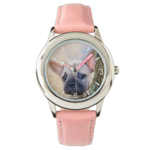 Cute French Bulldog Puppy Posing in a Branch Fork Horloge