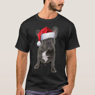 Cute French Bulldog Puppy Santa Hat Fun Kerstmis T-shirt