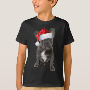 Cute French Bulldog Puppy Santa Hat Fun Kerstmis T-shirt