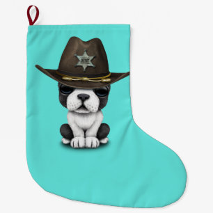 Cute French Bulldog Puppy Sheriff Grote Kerstsok