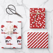 Cute French Bulldog & Red Striped Kerstmis