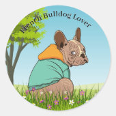 Cute French Bulldog Round Sticker (Voorkant)