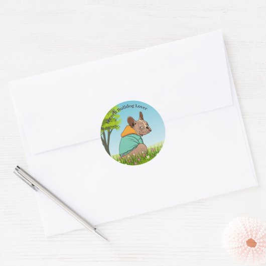 Cute French Bulldog Round Sticker (Envelop)