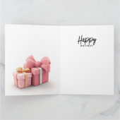 Cute French bulldog, roze jurk, verjaardagstaart Kaart (Binnen)