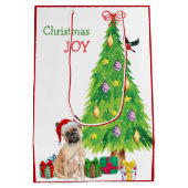 Cute French Bulldog Santa Hat and Kerstmis Tree Medium Cadeauzakje (Achterkant)