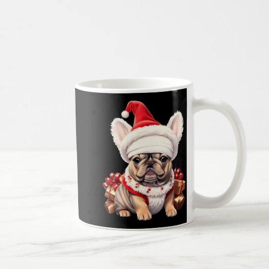 Cute French Bulldog Santa Hat Merry Christmas T Sh Koffiemok (Rechts)