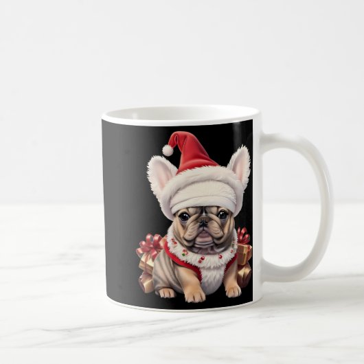 Cute French Bulldog Santa Hat Merry Christmas T Sh Koffiemok (Rechts)