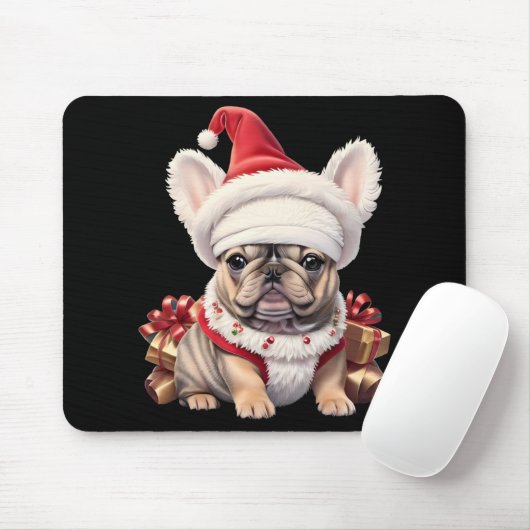 Cute French Bulldog Santa Hat Merry Christmas T Sh Muismat (Met muis)
