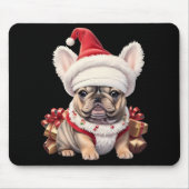 Cute French Bulldog Santa Hat Merry Christmas T Sh Muismat (Voorkant)