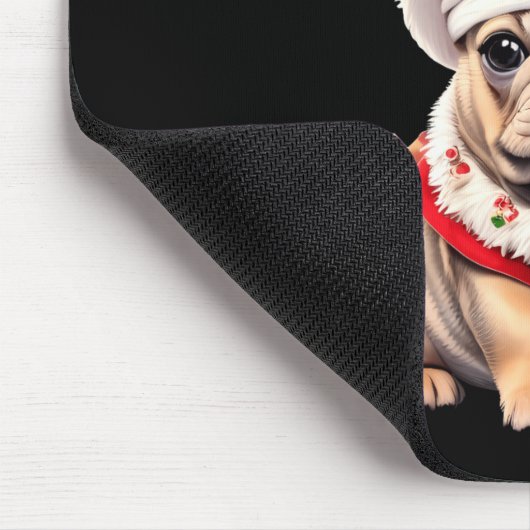 Cute French Bulldog Santa Hat Merry Christmas T Sh Muismat (Hoek)