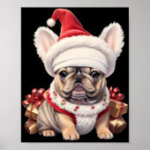 Cute French Bulldog Santa Hat Merry Christmas T Sh Poster (Voorkant)