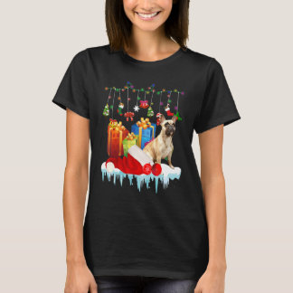 Cute French Bulldog Santa Hat Xmas Vormgeving T-shirt