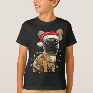 Cute French Bulldog Santa Kerstboom Lampm Xm T-shirt