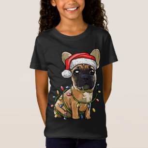Cute French Bulldog Santa Kerstboom Lampm Xm T-shirt