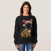 Cute French Bulldog Santa Kerstboom Lampm Xm Trui (Voorkant volledig)