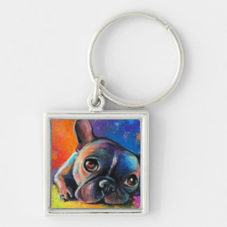 Cute French Bulldog schilderij Svetlana Novikova Sleutelhanger
