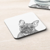 Cute French Bulldog set met 6 onderzetters (Linkerzijde)