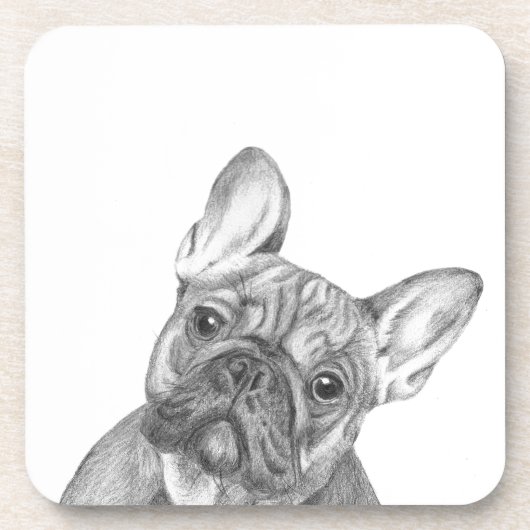 Cute French Bulldog set met 6 onderzetters (Voorkant)