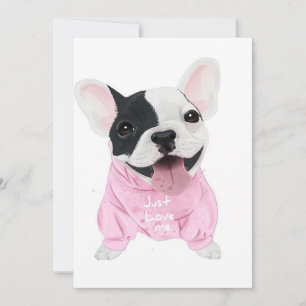 Cute French Bulldog Stuck Gewoon van mij houden Feestdagenkaart