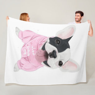 Cute French Bulldog Stuck Gewoon van mij houden Fleece Deken