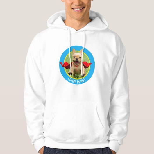 Cute French Bulldog Superheld rent in Grass Hoodie (Voorkant)