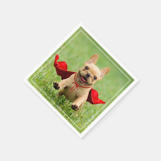 Cute French Bulldog Superheld rent in Grass Servetten (Hoek)