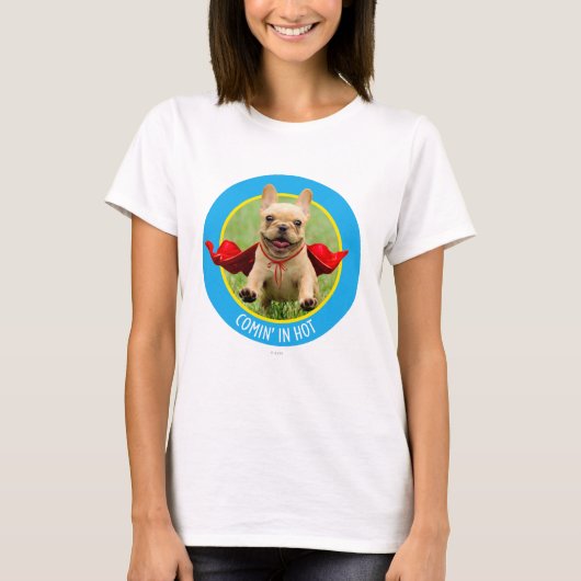 Cute French Bulldog Superheld rent in Grass T-shirt (Voorkant)