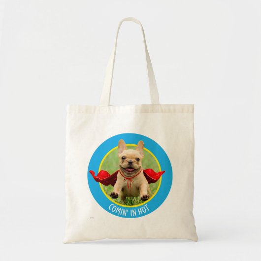 Cute French Bulldog Superheld rent in Grass Tote Bag (Voorkant)