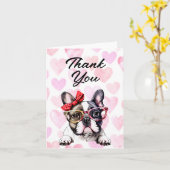 Cute French Bulldog Waterverf Bedankt Kaart (Gele Bloem)