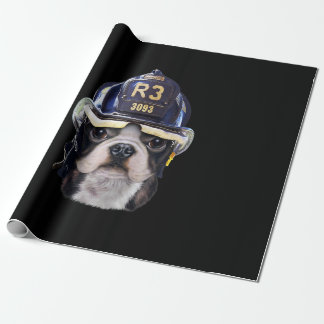 Cute French Bulldog Wearing Firefighter Helmet Cadeaupapier
