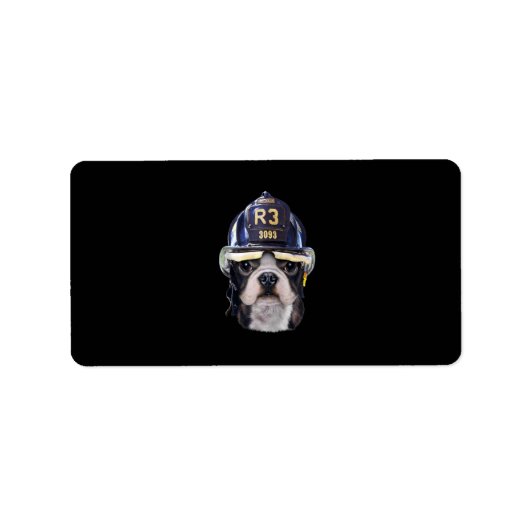 Cute French Bulldog Wearing Firefighter Helmet Etiket (Voorkant)