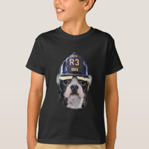 Cute French Bulldog Wearing Firefighter Helmet T-shirt
