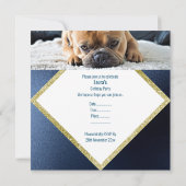 CUTE FRENCH BULLDOG WHITE NAVY INVITATION KAART (Achterkant)