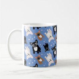 Cute French Bulldogs Frenchies Blue Custom Koffiemok