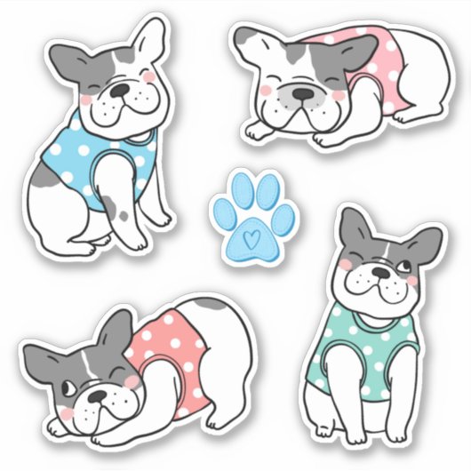 Cute French Bulldogs Sticker (Voorkant)